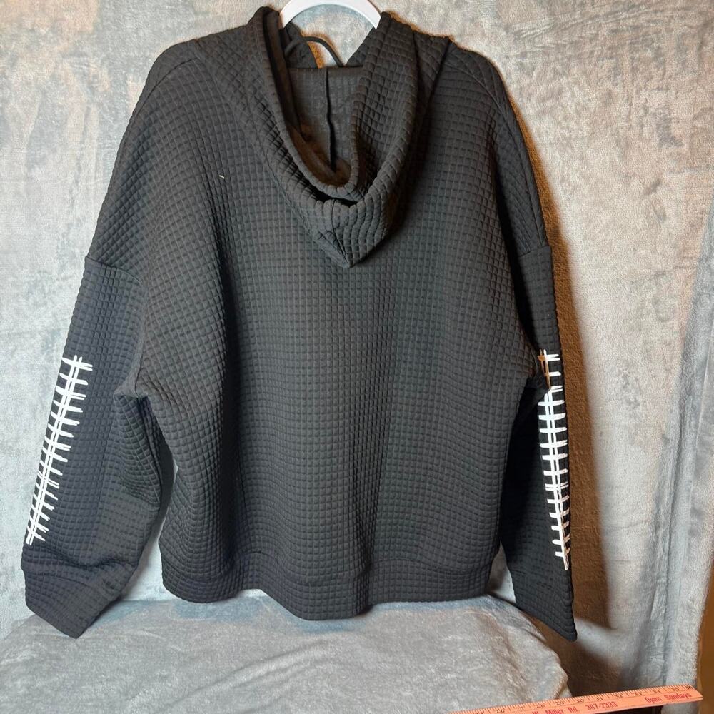 Game Day Football Hoodie 3XL Black Waffle Knit Pullover Plus Size Unisex - Picture 3 of 7